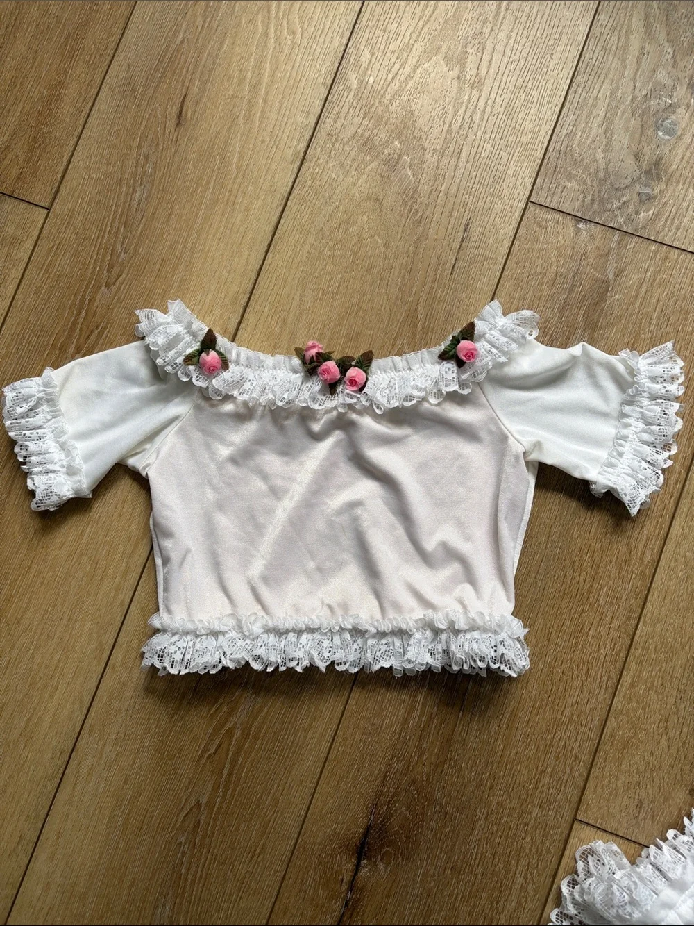 Wolff Fording Petticoat Circle Petti Skirt Top White Dance Costume Lace Sz 4/5